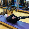 Shelley Oglesby demonstrating an exercise in the Pilates Ab series