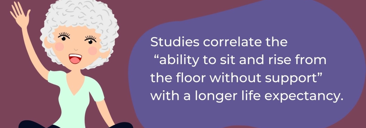 Studies correlate the “ability to sit and rise from the floor without support” with a longer life expectancy.