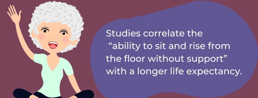 Studies correlate the “ability to sit and rise from the floor without support” with a longer life expectancy.